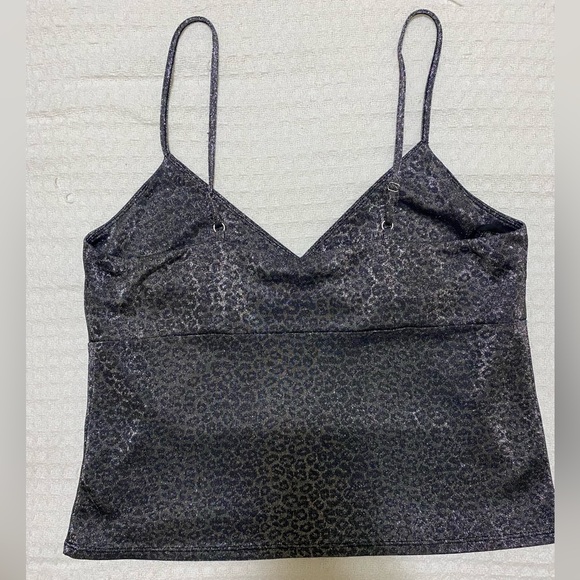 Grey Silver Cami Tank Top Size XXL Sparkly Cheetah Print Wild Fable - Picture 2 of 6
